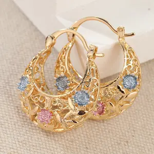 Unique small-face-enhancing hoop earrings E50198-EH