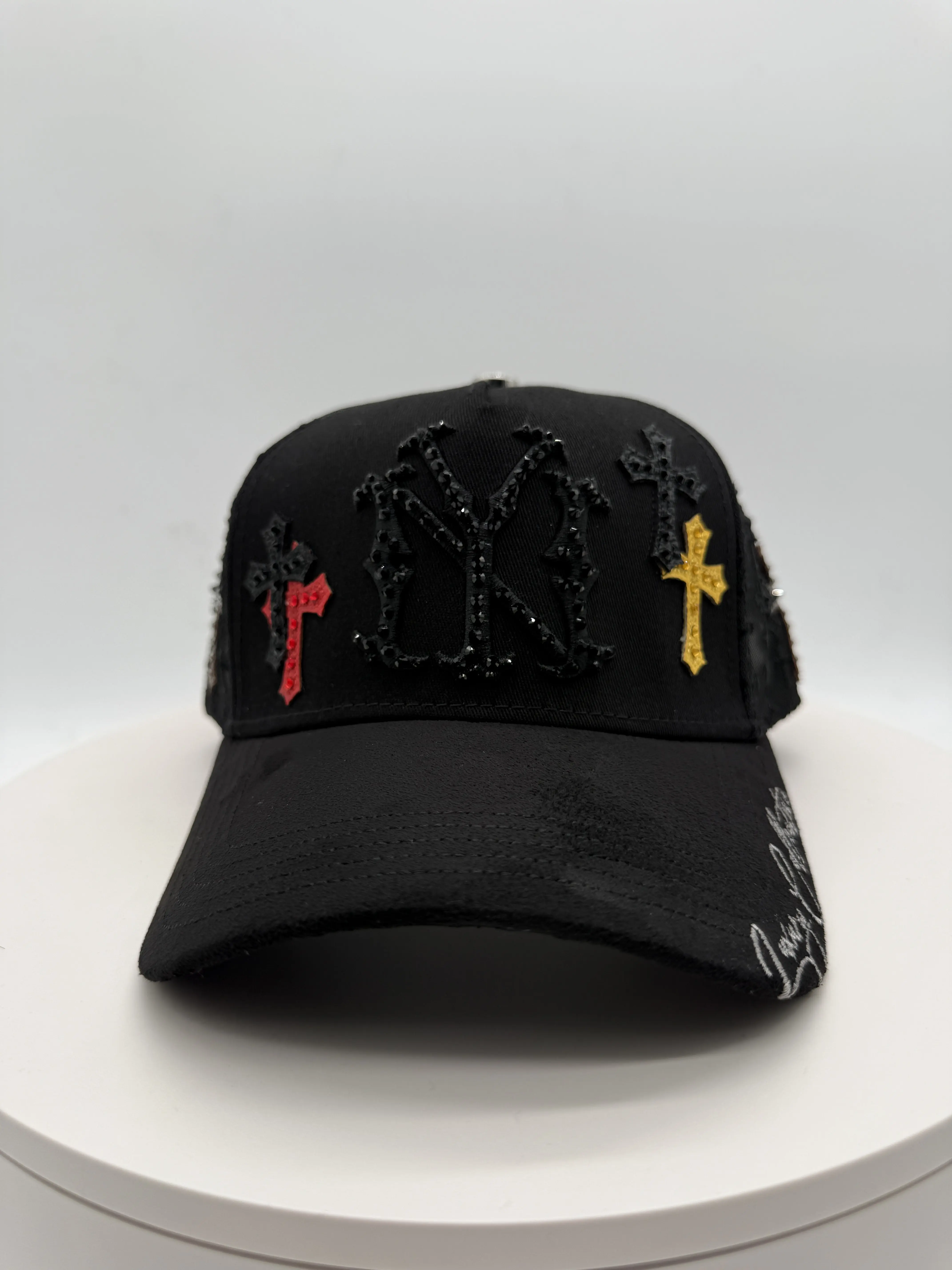 BLACK Luxury Style Mesh Diamond Crosses of God Hat
