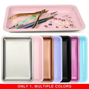nail Multifunctional storage tray, stainless steel square decoration tray, nails art tabletop tool storage tray, cosmetic tray, manicure art decoration metal tray nail tools, Cosmetic Organizer, Cosmetic Holder
