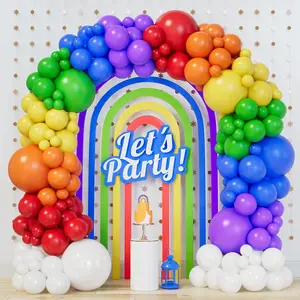 140Pcs Rainbow Balloons - Assorted Sizes 5/10/12/18 Inches, Multicolor Bright Balloons For Lgbt Wedding, Birthday Parties Or Arch Decoration