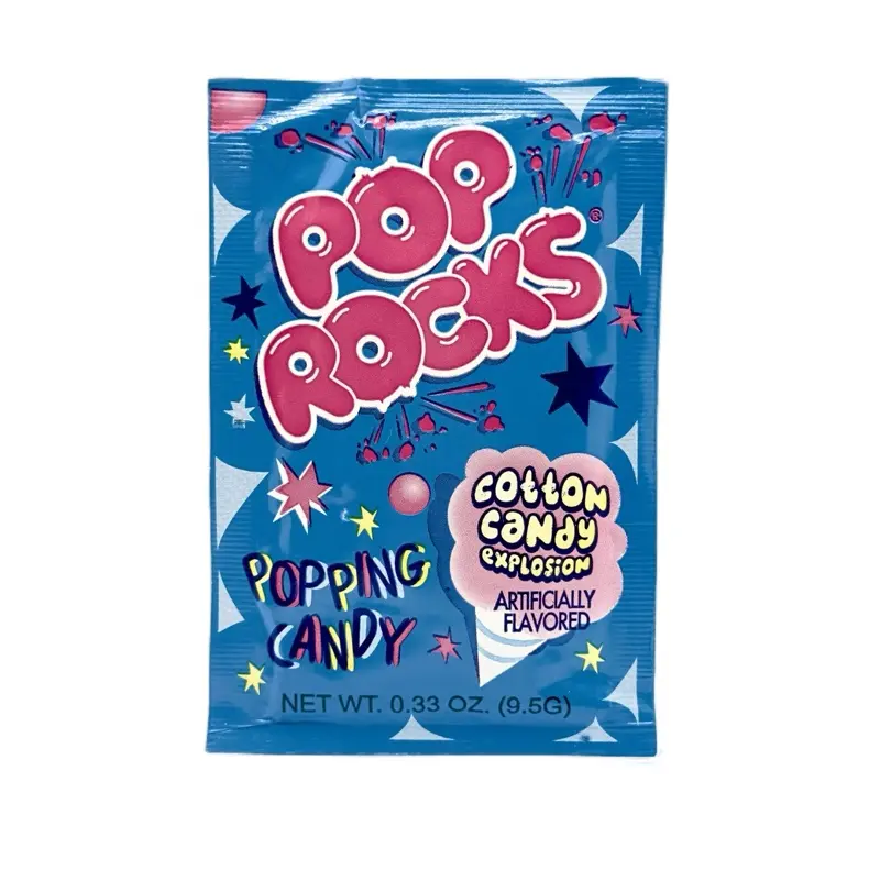 Pop Rocks Artificial Cotton Candy Flavor Popping Colorful Candies, 0.33 oz Bite-Sized Pre-Portioned Fruity Snacks, Caffeine-Free Party Treats for All Ages