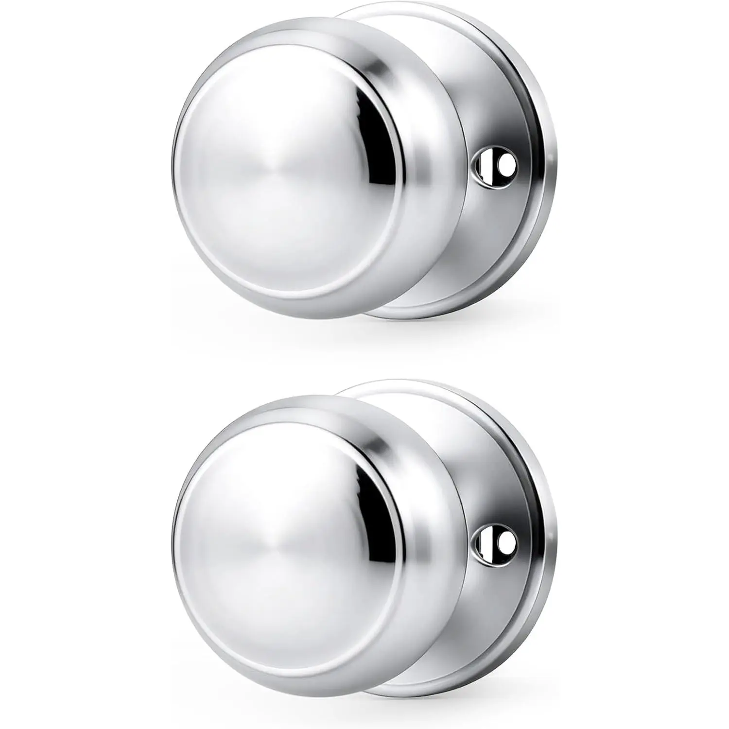 Polished Chrome 65mm/2.5" Dummy Door Knob 2-Pack, Anti-Fingerprint Inactive Flat Ball Knobs for Closet, French Doors, Pantry