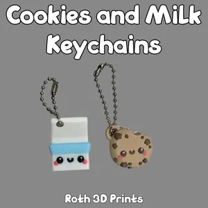 Cookies and Milk Keychains - 3D Printed Couples Keychains