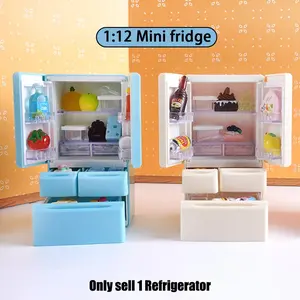 Miniature Dual-Door Refrigerator Model Toy, Play Kitchen Accessories, 3 Color Options, Realistic Door Design, Ideal Birthday Gift for Kids over 3