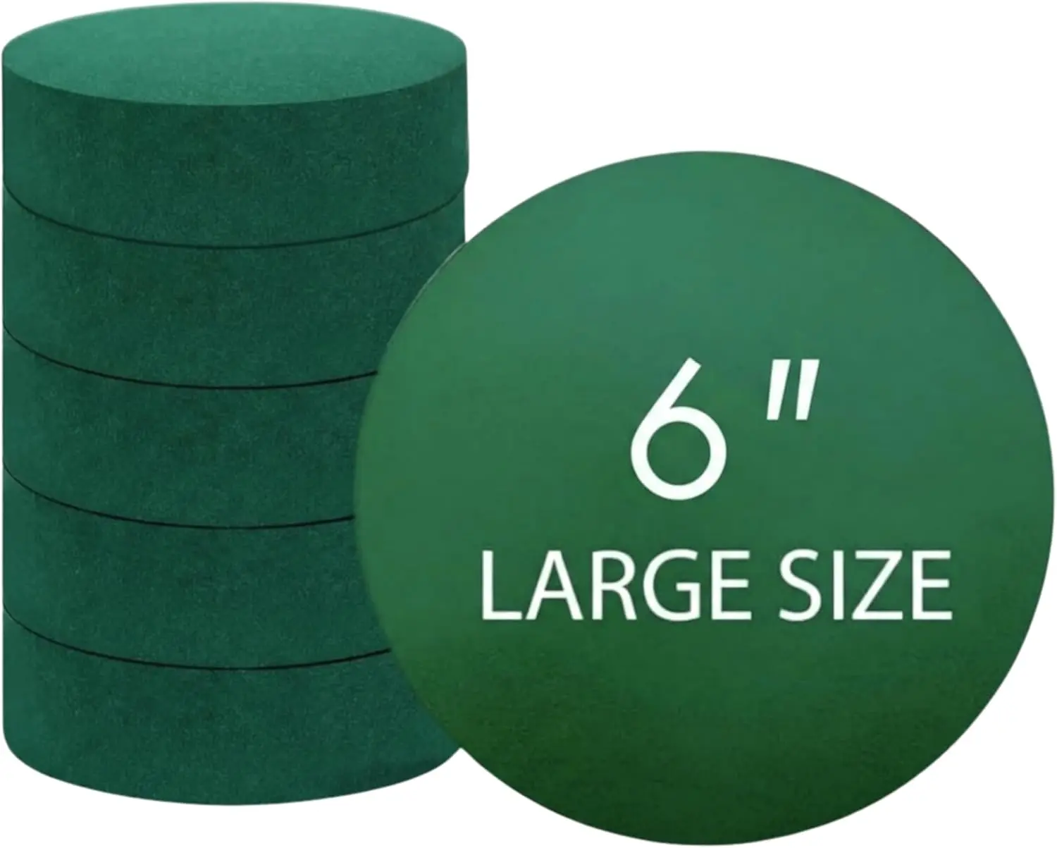 6-Inch Large Round Green Wet Floral Foam Blocks (6 Pcs) - Water-Absorbent Floral Foam with Water, Florist Supplies for Bouquets, Centerpieces, DIY Crafts & DIY Decoration