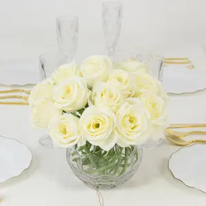 10 Pcs Ivory Silk Roses - Realistic 12" Artificial Flowers for Arrangements & Bouquets
