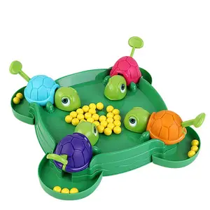 Turtle Feeding Race Game, Counting & Color Sorting Toys for 2-4 Kids Ages 3-6 - MontessoriMath Learning Game with 4 Turtles &36 Pompoms, Fine Motor Skills Preschool Activity, FamilyBoard Game Gift