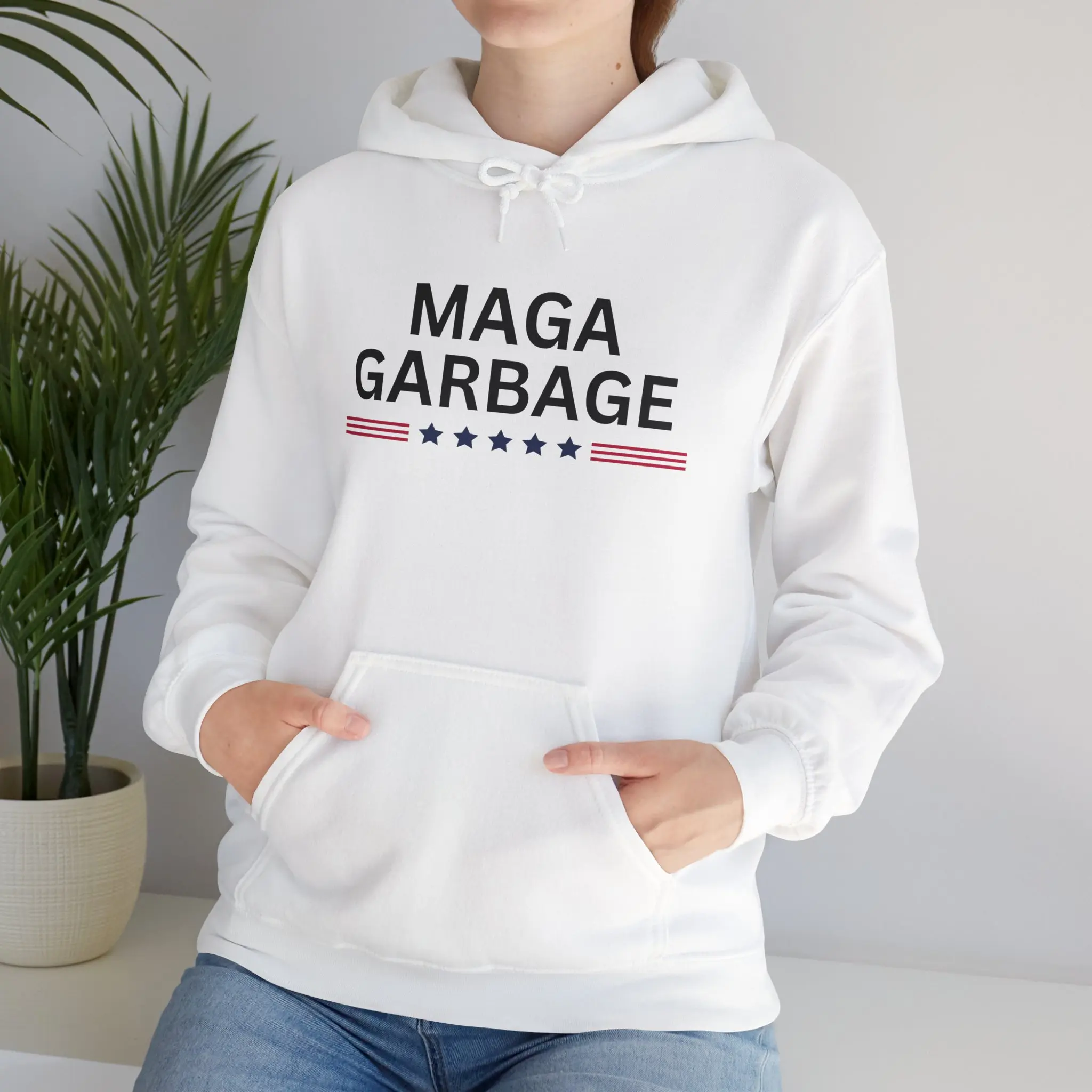 MAGA Garbage Hoodie, Comfortable Political Sweatshirt, Unisex Casual Wear, Gift for Activists, Statement Hoodie, Everyday Sweatshirt