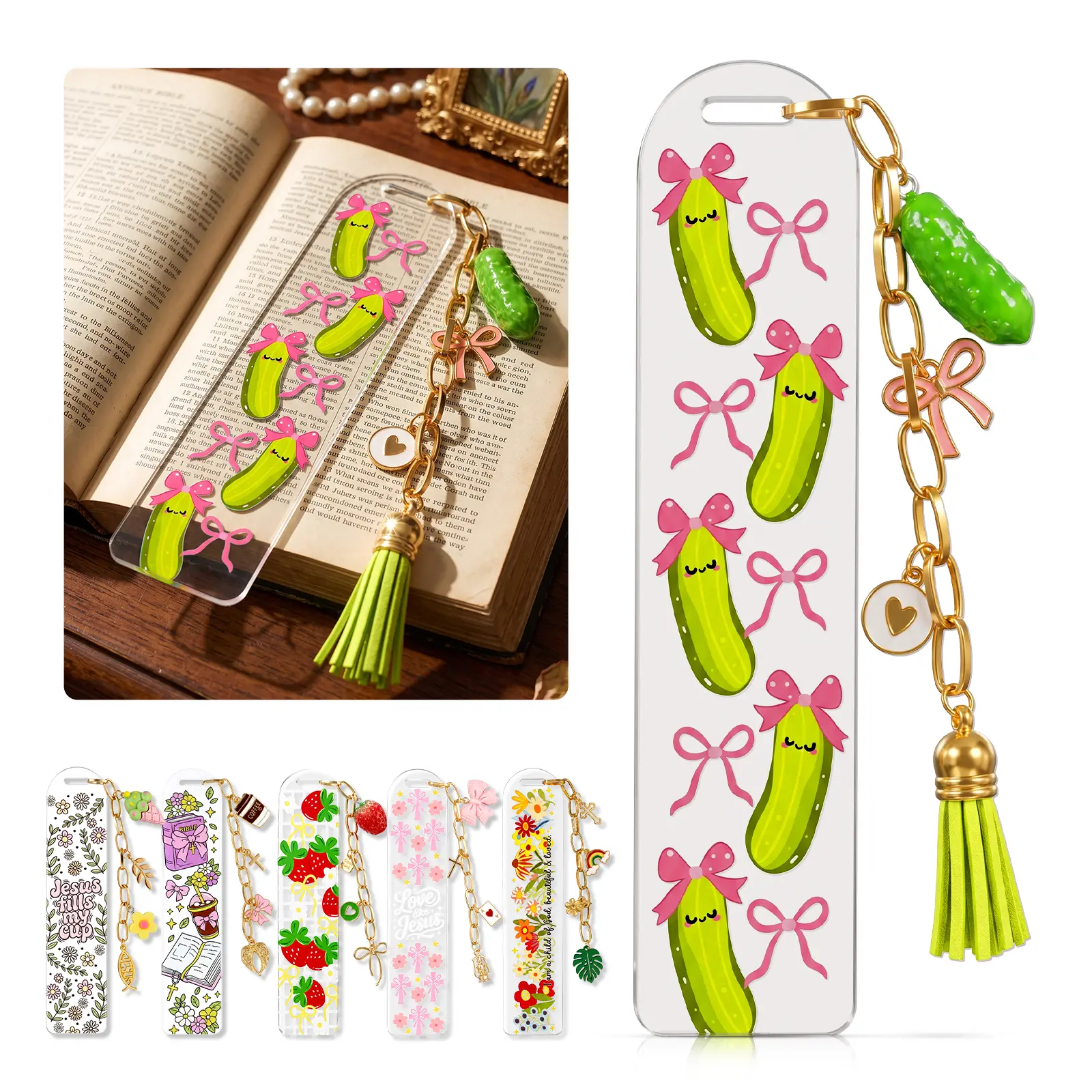 Pink Blossom Decorative Floral Bookmark - Office Stationery Page Marker, Ideal for Book Page Highlighting, Adds Elegance to Reading Experience