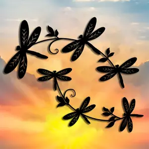 CIFbuy™ Dragonfly Metal Wall Sculptures 2 Piece Art Set With Garden Decor Iron Wall Art for Indoor Outdoor Home Yard Balcony Elegant Hanging Decorations Perfect Housewarming Gifts With Exquisite Design Durable Metal Craft Wall Sculptures