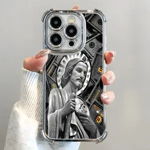 San Judas Tadeo Pattern Phone Case ,Electroplated Cover with Airbag Shockproof Soft TPU Cover for iPhone X 11 12 13 14 15 16 17 Pro Max Plus Air Money