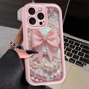 Bowknot Design Phone Case, Casing, Anti-drop Cellphone Protective Case, Total Protective Shockproof Durable Mobile Phone Cover for iPhone 7 8 9 X XS XR 11 12 13 14 15 16 Pro Max Plus, Pink, Protector