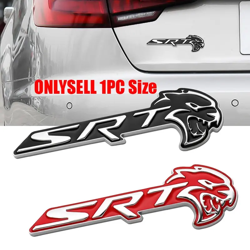 1Pc 3D Metal Car Vehicle Automotive Decoration Sticker Hell Leopard Head SRT Badge Front Grille Body Trunk Fender Sticker Car Accessories For Dodge Journey Charger Ram 1500 Caliber Nitro Caravan Dart Sticker For Cars