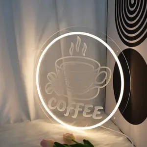 Satin-finished Coffee Neon Light Sign - Coffee Cup Design with Neon Lights for Coffee Shops and Cafés - Modern and Eye-catching Decor