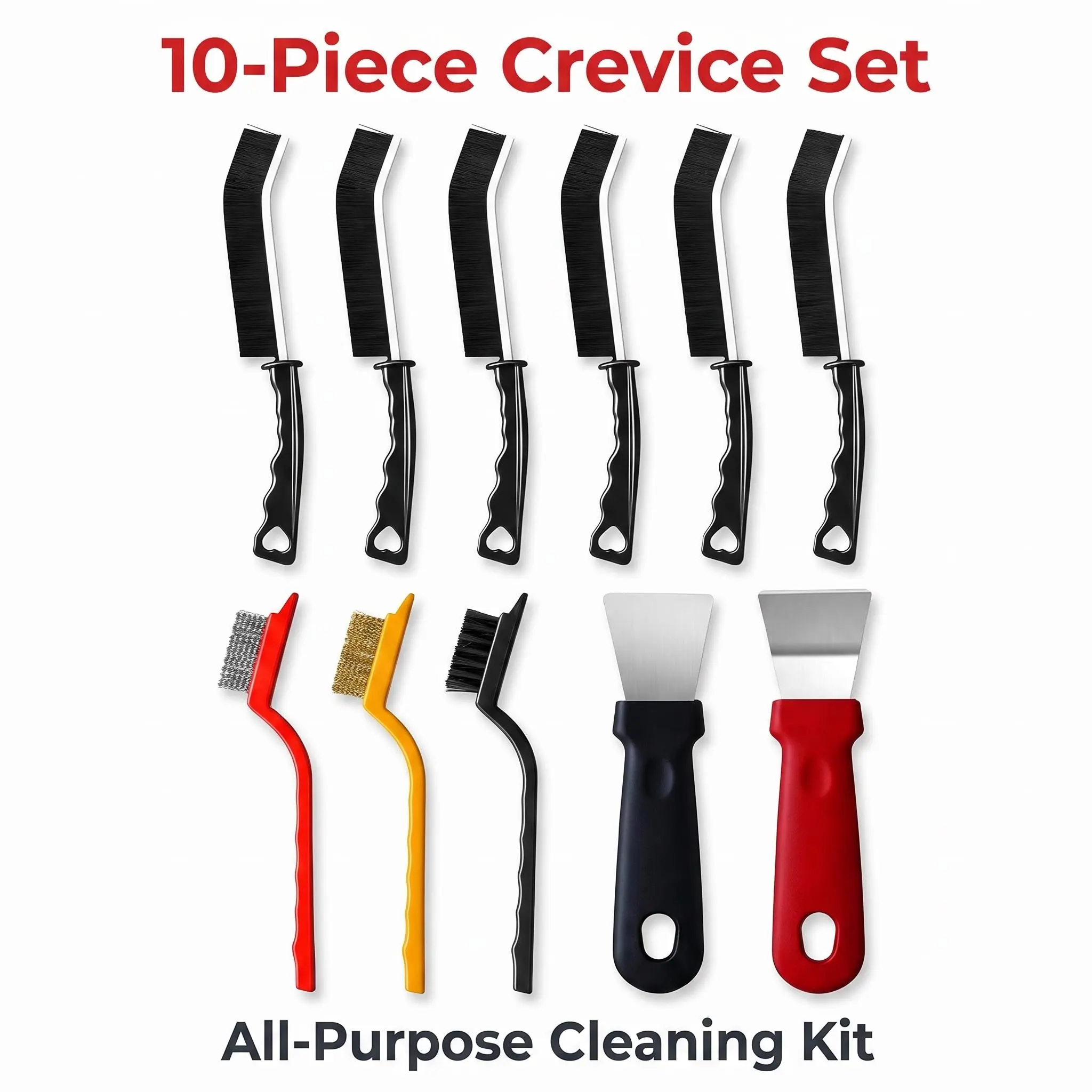 10Pcs Heavy-Duty Gap Cleaning Crevice Kit, Hard-Soft Brush-Scrapers Set for Deep Stain Removal, Ideal for Home Users Kitchen Cleaning (Home Supplies)