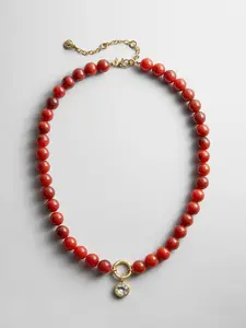 Janette Beaded Ring Necklace - Carnelian