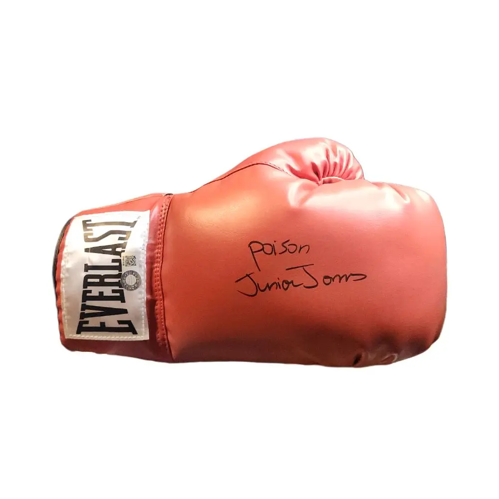 Junior Jones The "Poison" Autographed / Signed Classic Red Everlast Boxing Glove W/ "Poison" Inscription (Schwart Certificatified)