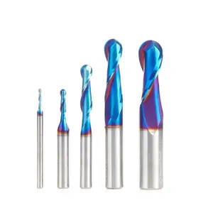 AMS-290-K 5-Pc Solid Carbide Spektra Extreme Tool Life Coated Up-Cut Spiral Ball Nose Router Bit Collection