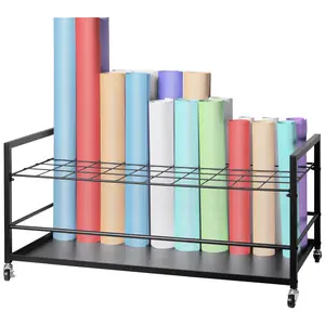 【fathersdaygift】VEVOR Blueprint Storage Rack 50 Slots Blueprint Holder with WheelsMobile Metal Blueprint Storage Cart for Construction Plan Map Poster ArchitecturalRoll File Holder for HomeOfficeSchool