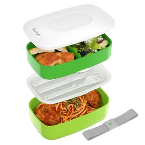 Bentgo Classic Lunch Box - Lightweight Stackable Lunch Box with Built-in Utensils, Microwave & Dishwasher Safe, BPA-Free Plastic