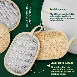 2-Pack New Silk Cucumber Mesh Silver Thread Cleaning Cloth Cucumber Pulp Dishwashing Scouring Pad Kitchen Cleaning Dishcloth Household Pot Scrubber Tool Dish Sponges Exfoliating Mesh Sponge
