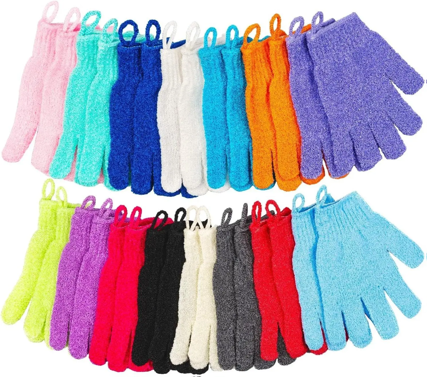 30 Pcs Exfoliating Gloves for Shower Body Exfoliator with Hanging Loop Eco Friendly Scrub Exfoliate Mitts for Women Men Deep Scrubbing Dead Skin Removal