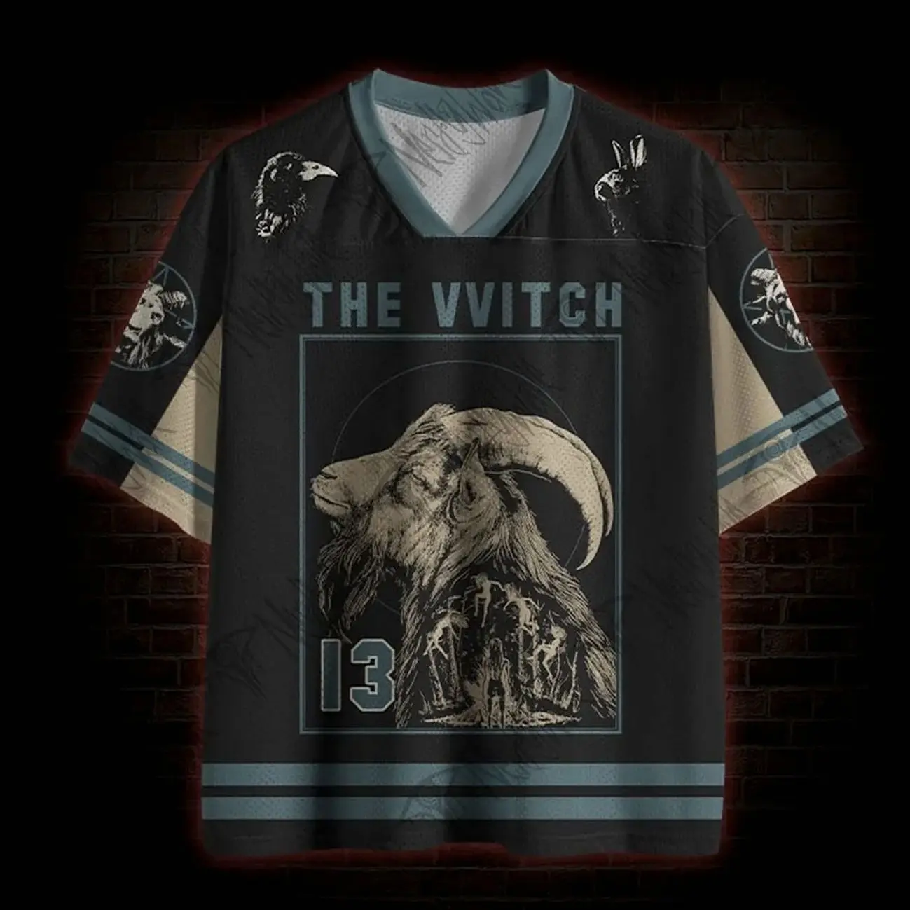 The Witch Mesh Jersey, Dark Witchcraft Occult Graphic Jersey Shirt, Gothic Pagan Folk Horror Halloween Alternative Streetwear G0D