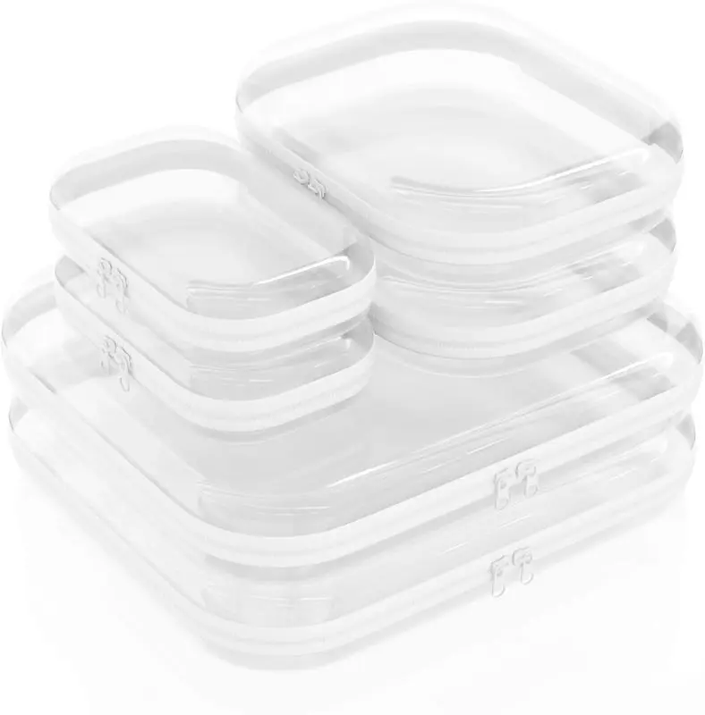 6-Pack Heavy-Duty Transparent Hard Shell Zipper Cases, Crush-Resistant Waterproof Dustproof Storage Containers, Smooth Double-Zipper Organizer for Electronics, Garage Storage (2 Small,2 Medium,2 Large), Father's Day Gifts for Men