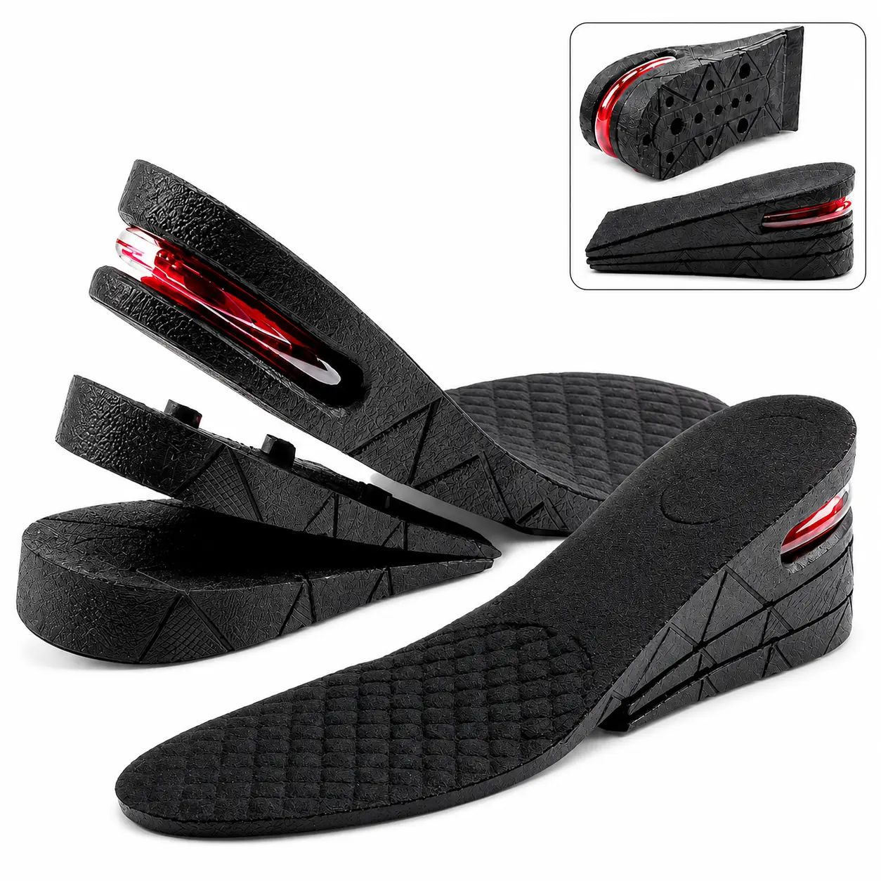 2026 New Adjustable Height Increase Insoles for Men & Women, 3-Layer Air Cushion Heel Lift Inserts, Trim-to-Fit Party Gift Shoe Insoles
