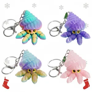 3D Printed Gradient Cute Hermit Crab Keychain – Multi-Purpose Charm for Bags, Keys, Car Mirror, Phone, Lucky Home Decoration, Perfect Holiday & Christmas Gift