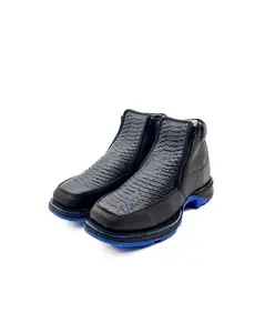 Zipper Shoe Blue Print Rubber Sole