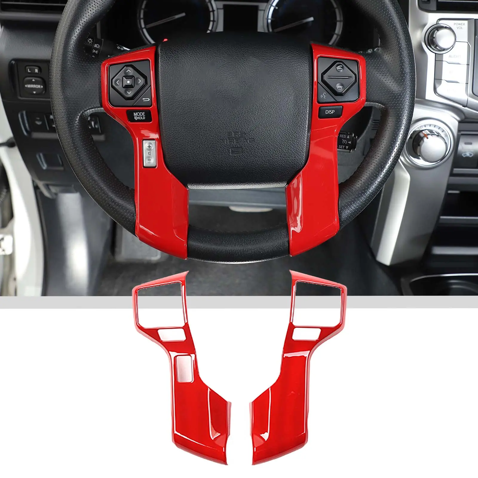 ABS Steering Wheel Frame Cover Trim Bezels Set of 2 - Laser-Cut Car Interior Stickers for Toyota 4Runner 2010+ / Tundra 2014+ Truck, DIY Install Decal with Strong Backing, UV-Coated for Lasting Color, Scratch Resistant, Custom Look