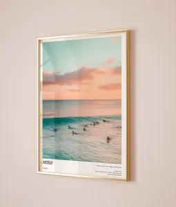 Surf Wall Art, Blue Coastal Surf Up Poster, Chic Photography Definition Print, Ocean Art Print, Aesthetic Dorm Room Decor