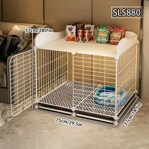 Portable Dog Cage with Toilet Tray, Easy Clean Cat Rabbit Small Dog Kennel, Anti-Escape Teddy Bichon Indoor Dog House