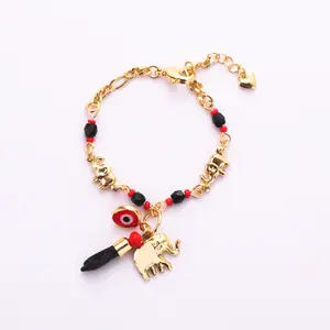 Trendytry 14K Gold-Plated Elephant Evil Eye Baby Amulet Bracelet, 15cm Exquisite Children's Costume Jewelry, Packaged in a Gift Box