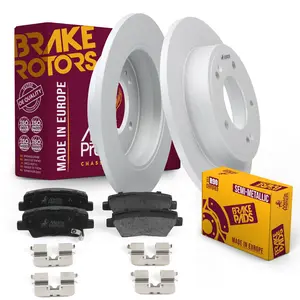3 PC Rear Semi-Metallic Disc Brake Pad Set & Solid Brake Rotor Kit 96233MT
