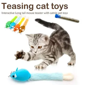 Long-Tail Plush Mouse Cat Teaser Toy
