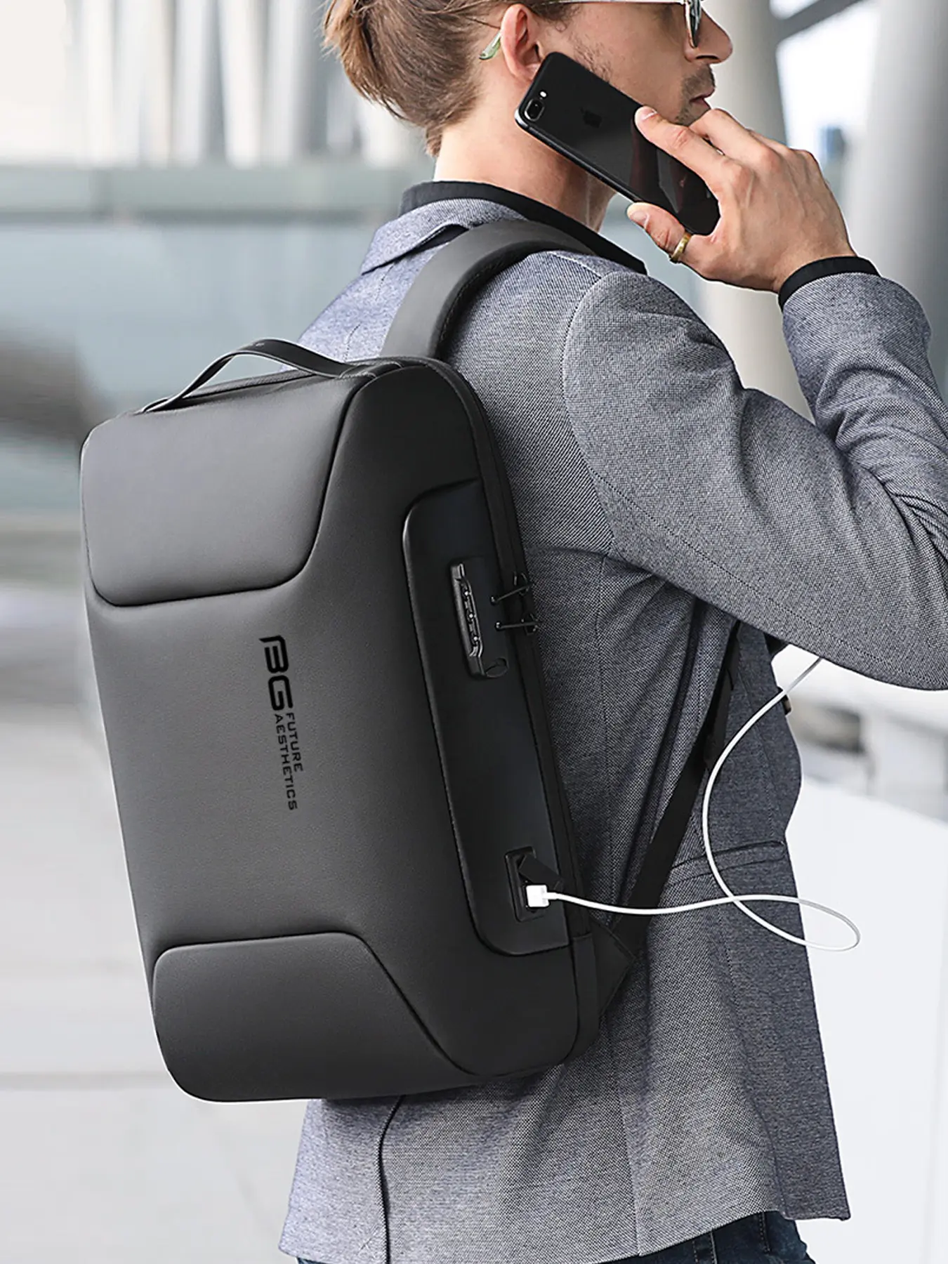 New Men's Lightweight Waterproof Backpack, Fits 15.6 Inch Laptop, Business Commute Bag, USB Anti-Theft Design, Durable Plaid Pattern, Laptop Travel Bag, Business Style Backpack, Computer Backpack