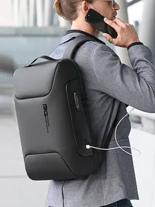 New Men's Lightweight Waterproof Backpack, Fits 15.6 Inch Laptop, Business Commute Bag, USB Anti-Theft Design, Durable Plaid Pattern, Laptop Travel Bag