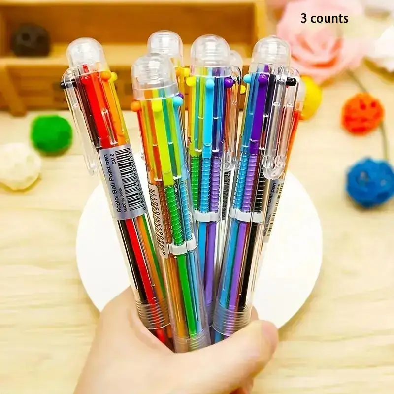 6-color Ballpoint Pen (3 Counts), Multi-color Gel Pen, Graffiti Marker Pen, Stationery for School, Office & Home