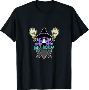 Bad Witch Kawaii Anime Zodiac Astrology Goth Halloween Cute T-Shirt - Jhunbacan Shop 77B096TFFV2G