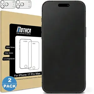 Mothca Matte Tempered Glass Protective Screen Protector Accessories for iPhone 17 16 15 14 13 12 11 Pro Max, Anti-Glare and Anti-Fingerprint, 2 Pack with Camera Lens Protector