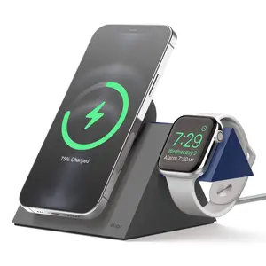 MS5 Duo Charging Stand for MagSafe Charger and Apple Watch Charger - Easy Installation, Durable Silicone, Charge Two Devices At Once, Cables Not Included, Must Use MagSafe Compatible Smartphone or Case [2 Colors]
