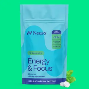 Neuro Spearmint Extra Strength Energy & Focus Gum/Mints (90 Pieces) - Sugar Free with Natural Caffeine, L-theanine, Vitamin B12 & Vitamin B6 Neuro Spearmint Extra Strength Energy & Focus Gum/Mints (90 Pieces) - Sugar Free with Natural Caffeine, L-theanine, Vitamin B12 & Vitamin B6