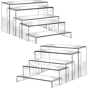 10pcs Clear Acrylic Display Set - Versatile Risers in 5 Sizes for Jewelry, Retail, Figures, Cupcakes & Desserts - Perfect for Shelves & Countertops
