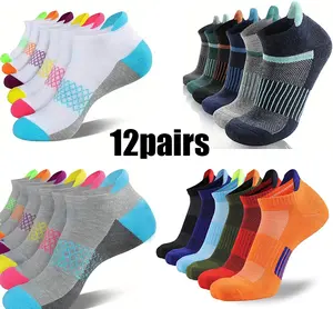 Men's Athletic Ankle Socks 6/12 Pairs, Professional Moisture Wicking Sports Socks, Cushioned Compression Breathable Casual Crew Socks for Running, Workout, Walking, Hiking, Gym & Daily Wear Activewear Sportswear