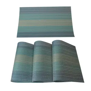 Unique Bargains Washable Placemats Set of 4 Heat- Cross Woven Non-Slip Insulation Mats for Kitchen Dining Table Rectangle, Blue, 18" x 12"