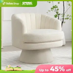 EBELLO Cozy Berber Fleece Swivel Chair - 360° Rotating Mid Century Lounge Chair, Beige | Multifunctional for Home Decor, Living Room, Bedroom & Office