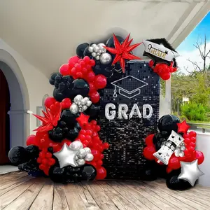 Graduation Decoration Set, Silver Color Latex Balloons Archway Garland, Includes Stars Grad Cap Diploma, Perfect for 2026 Ceremony