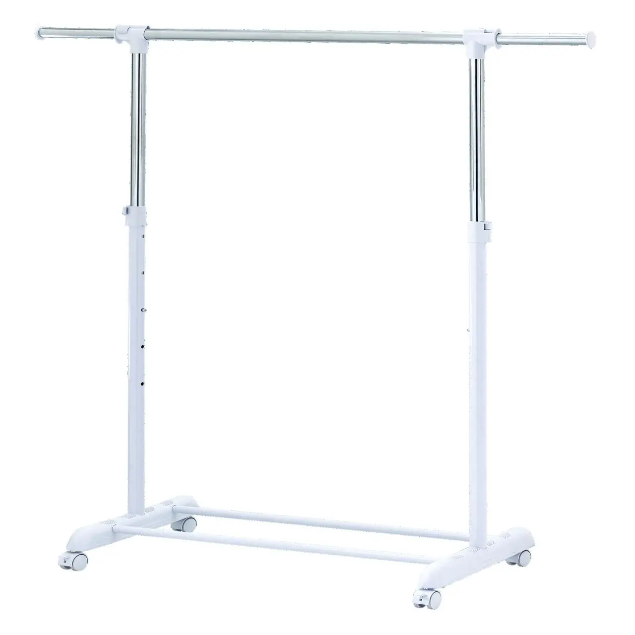 Mainstays Adjustable Metal Rolling Garment Rack, Chrome & White